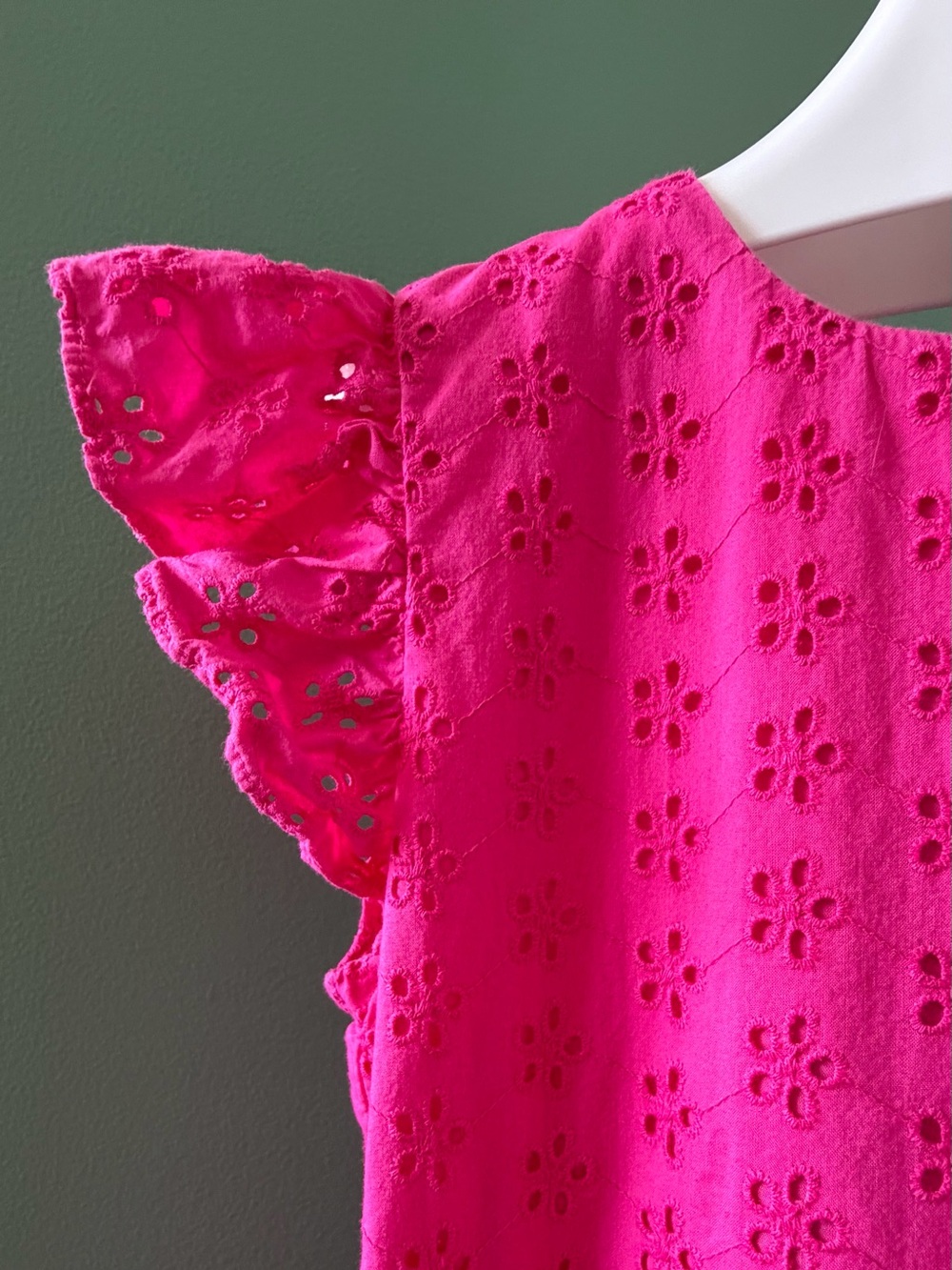 Crewcuts Girls Hot Pink Eyelet Flutter Sleeve Dress - Picture 5 of 9